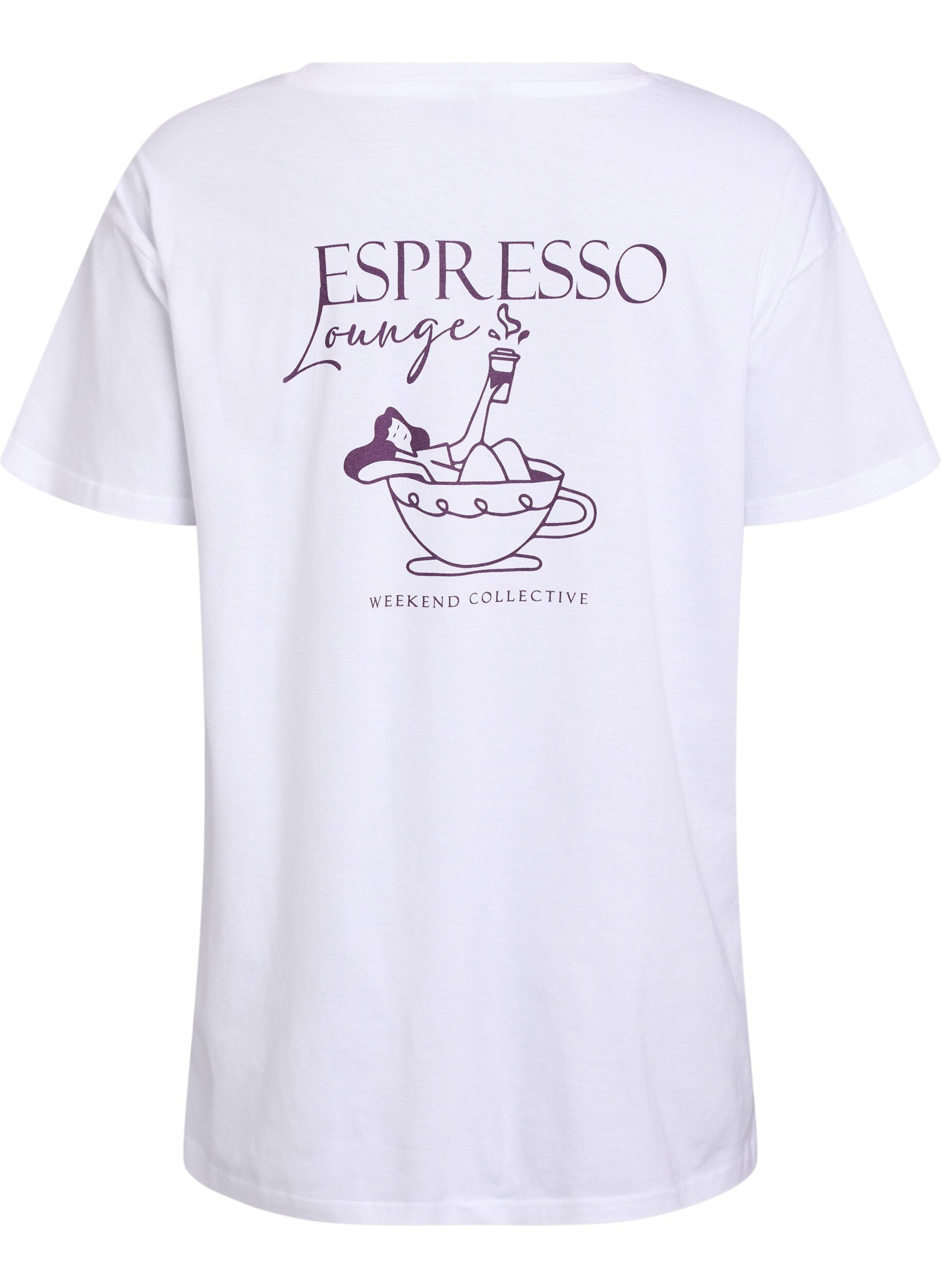 Zizzi Lang nat t-shirt i &oslash;kologisk bomuld med print, Hvid, Packshot image number 1