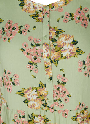 Kortærmet viskose kjole med blomsterprint, Light Green April, Packshot image number 2