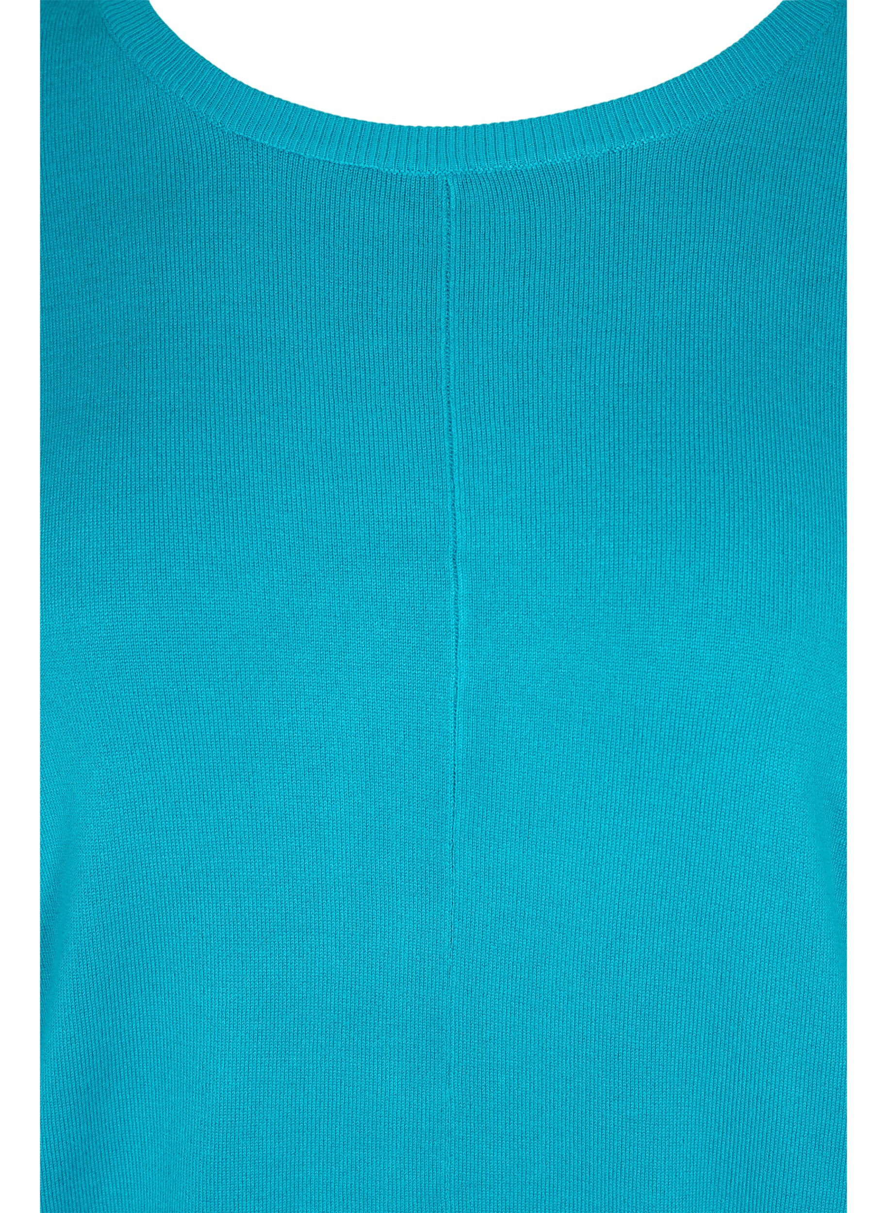 Zizzi Strikket tunika i viskoseblanding, Capri Breeze, Packshot image number 2