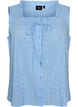 &AElig;rmel&oslash;s bluse med broderie anglaise og fl&aelig;ser, Bl&aring;, Packshot image number 0