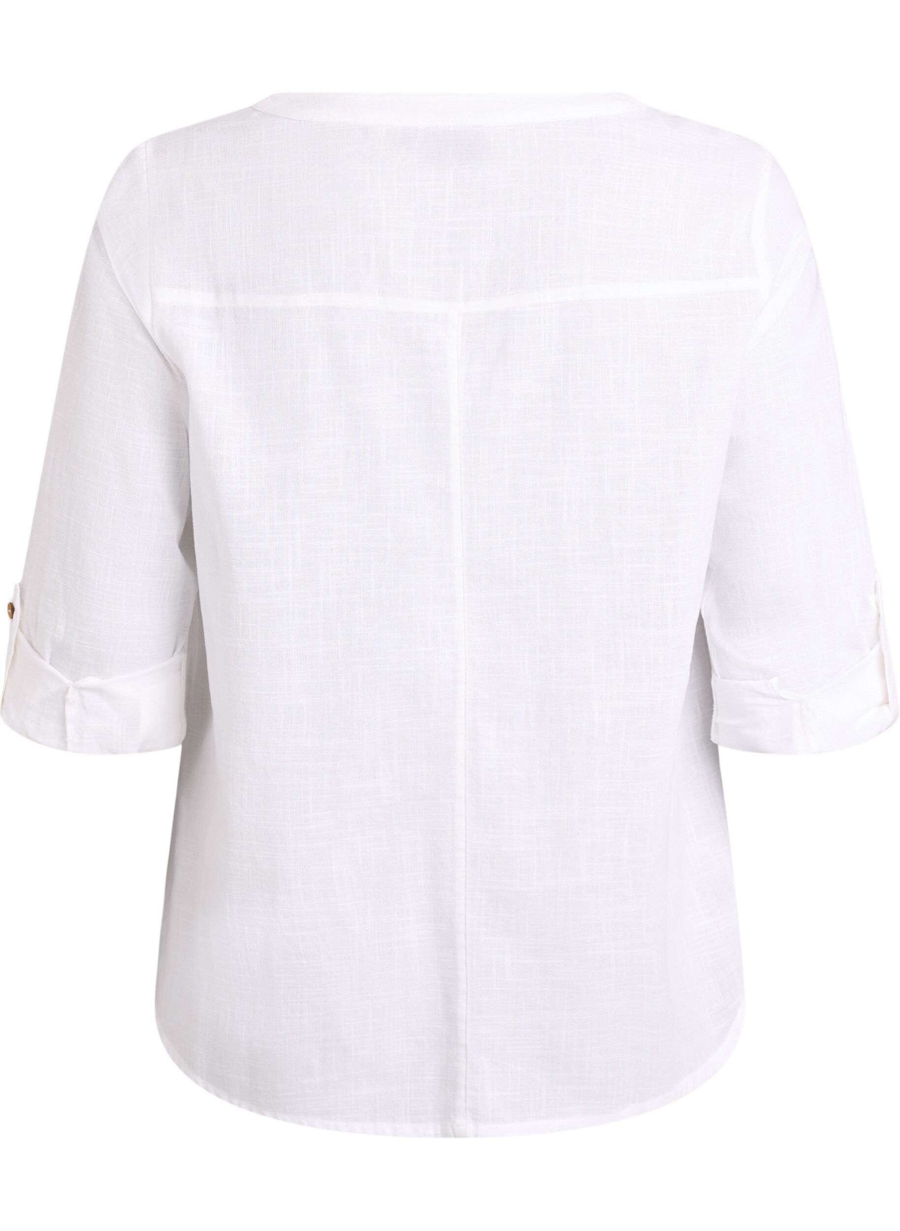 ZizziSkjortebluse i bomuld med V-udsk&aelig;ring, Hvid, Packshot image number 1