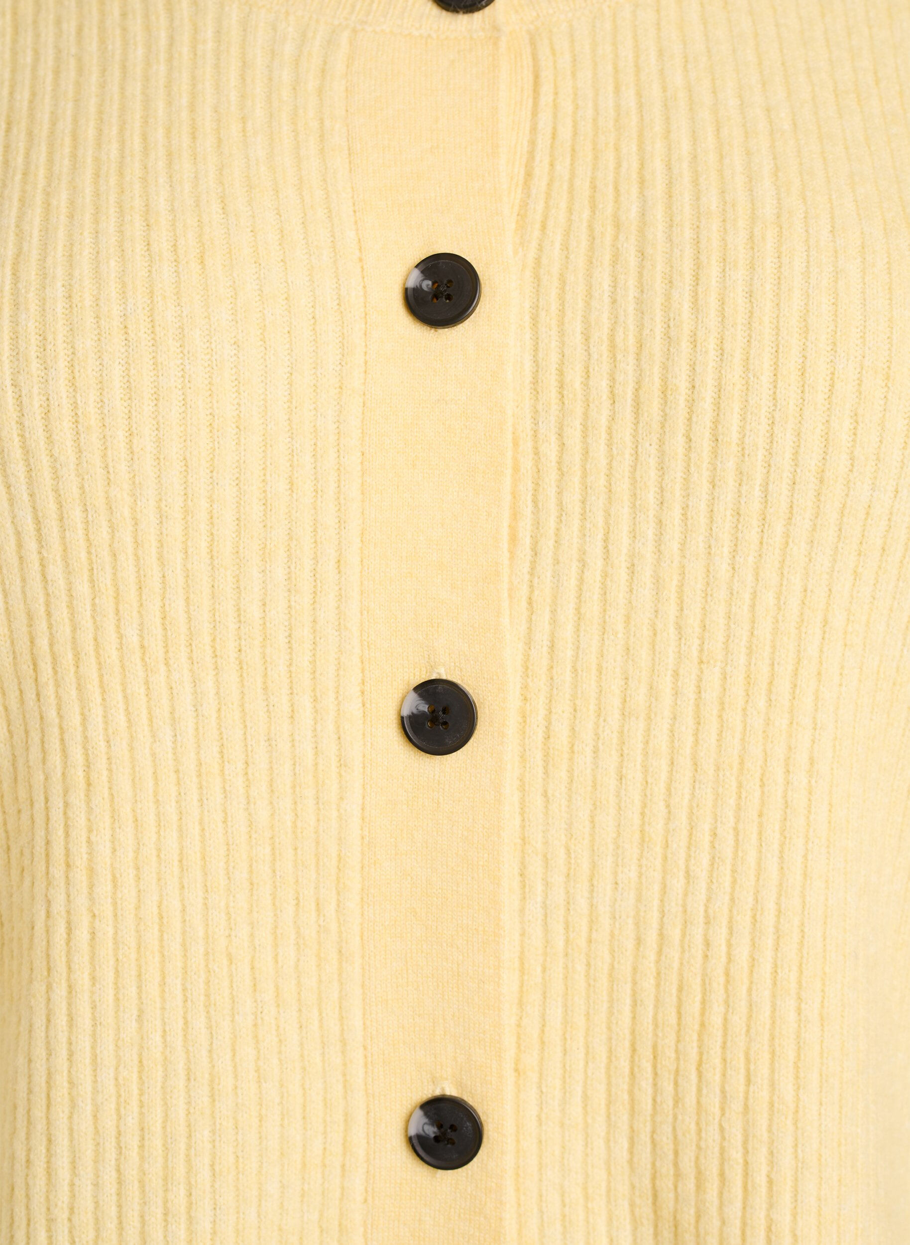 Zizzi Ribstrikket cardigan med knapper, Gul, Packshot image number 2