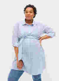 Graviditets skjortekjole i bomuld, Blue Stripe, Model