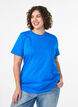 Basis t-shirt i bomuld med rund hals, Bl&aring;, Model image number 0