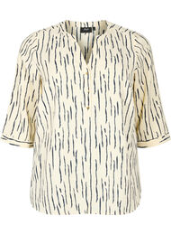Bluse med 3/4 ærmer og print, Off White Stripe