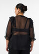 Transparent skjortebluse med prikker og fl&aelig;sedetaljer, Sort, Model image number 2