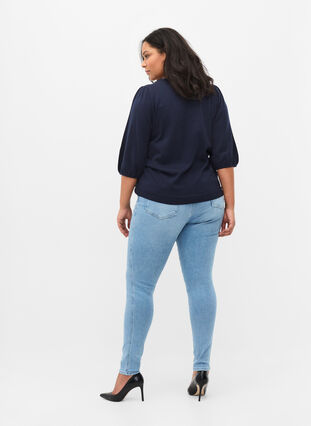 Super slim Amy jeans med markante syninger, Light blue, Model image number 1