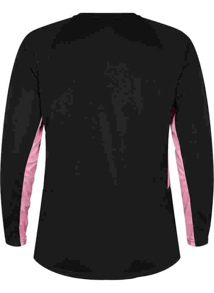 Skiundertrøje med kontraststribe, Black w. Sea Pink, Packshot image number 1