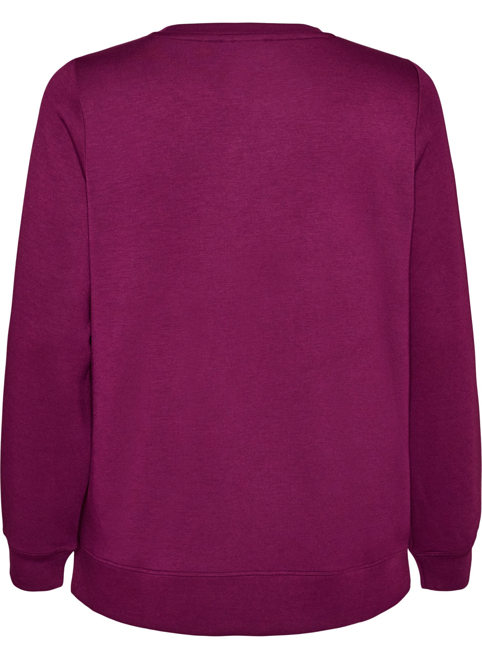 ZizziLang&aelig;rmet jerseybluse med rund hals, Lilla, Packshot image number 1