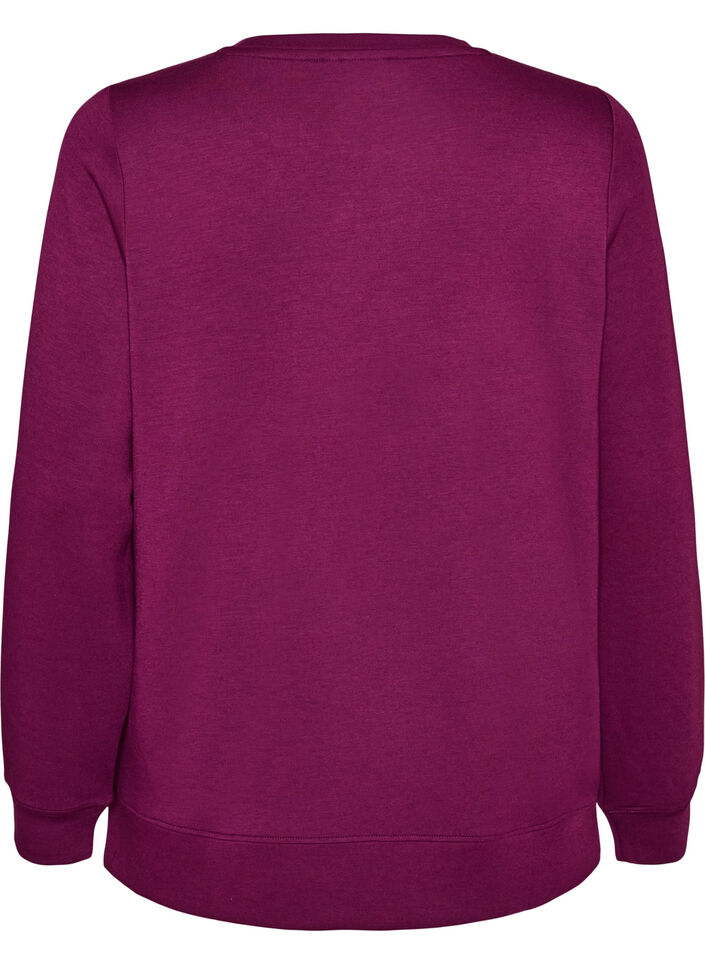 Lang&aelig;rmet jerseybluse med rund hals, Lilla, Packshot image number 1