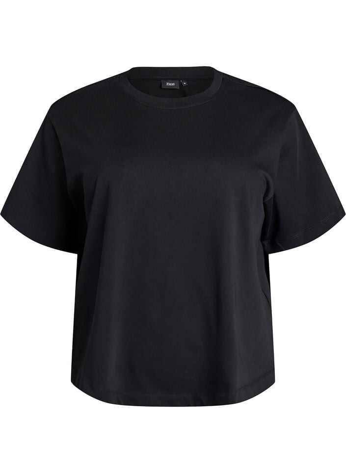 Boxy T-shirt i bomuld, Sort, Packshot image number 0