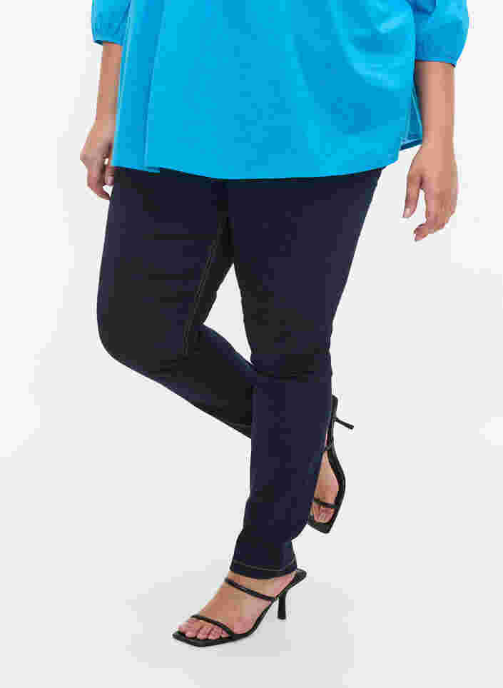 Ekstra slim Nille jeans med høj talje, Blue denim, Model image number 1