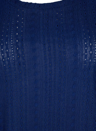 Kortærmet bluse med strukturmønster, Medieval Blue, Packshot image number 2