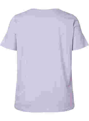 Bomulds t-shirt med rund hals og tryk, Lavender W. Love, Packshot image number 1