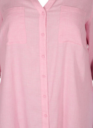Lang skjorte med v-hals og brystlommer, Cameo Pink, Packshot image number 2