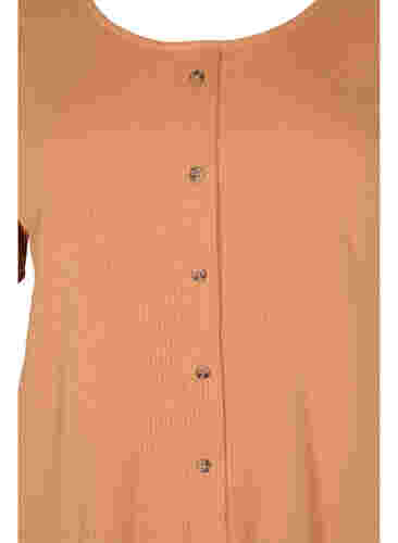 Kortærmet rib t-shirt med knapper, Pecan Brown, Packshot image number 2