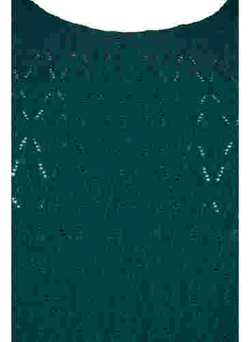 Bluse med 3/4 ærmer og strukturmønster, Deep Teal, Packshot image number 2