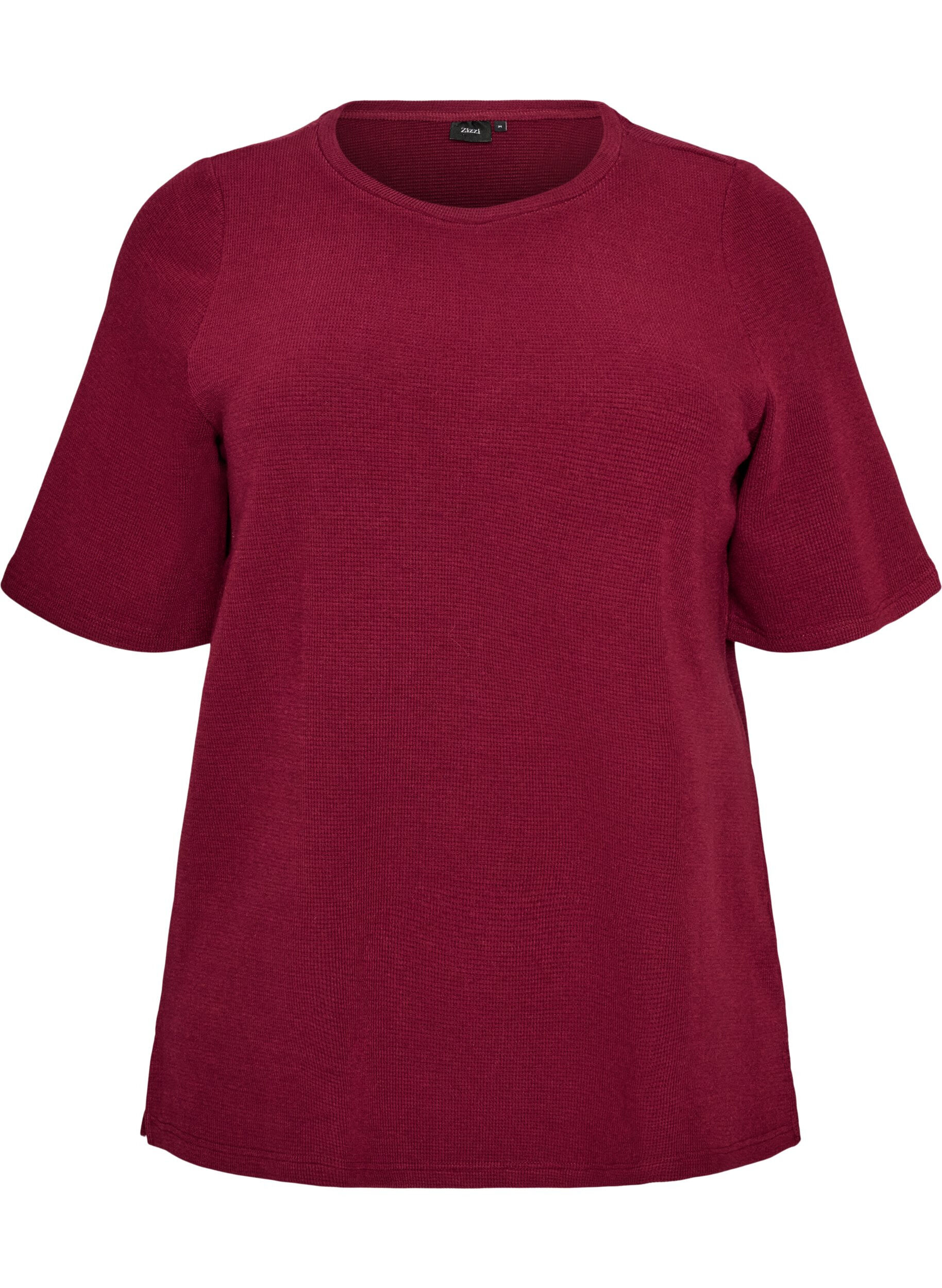 ZizziBluse med struktur og albuelange &aelig;rmer, R&oslash;d, Packshot image number 0