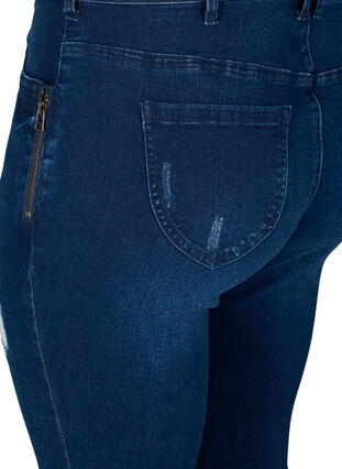 Super slim Amy jeans med slid, Dark blue denim, Packshot image number 3