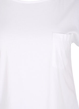 T-shirt med brystlomme i økologisk bomuld, Bright White, Packshot image number 2