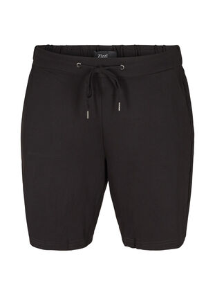 Ensfarvede shorts med lommer, Black, Packshot image number 0