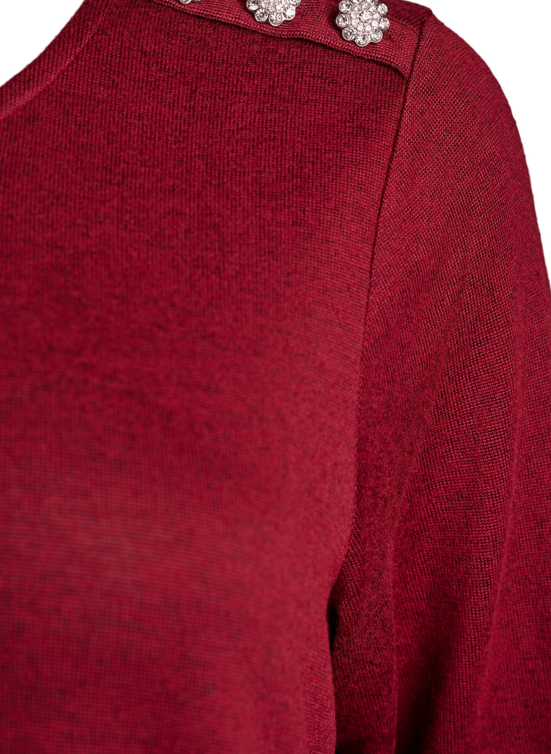 Zizzi Bluse med pynteknapper , R&oslash;d, Packshot image number 3