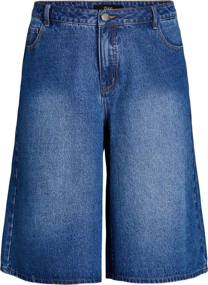 Denimshorts med h&oslash;j talje, Bl&aring;, Packshot image number 0