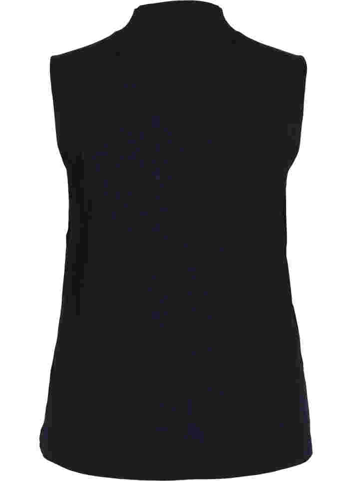 Højhalset bomulds top med ribstruktur, Black, Packshot image number 1