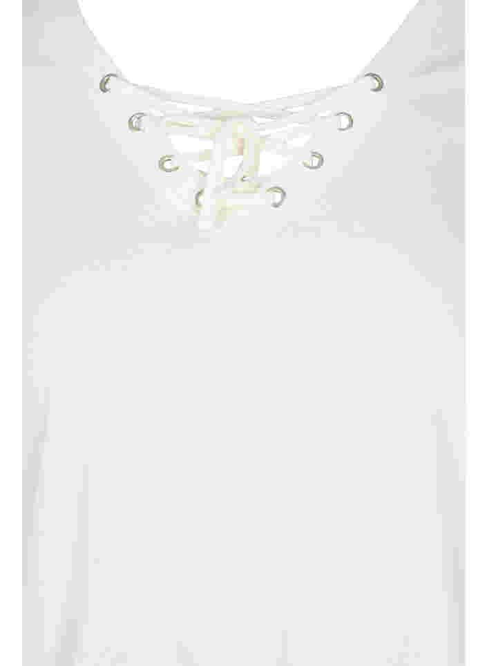 Økologisk bomulds t-shirt med snøredetalje, Warm Off-white, Packshot image number 2