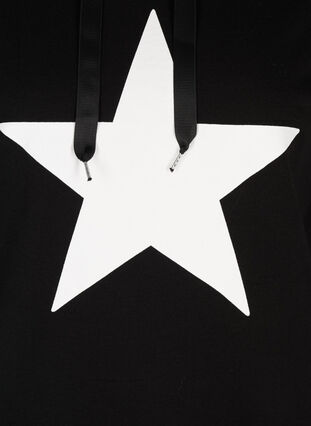 Sweatshirt med hætte, Black w. white star, Packshot image number 3