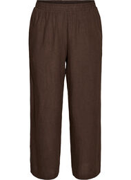 Bukser i h&oslash;r og viskose med vide ben, Brun