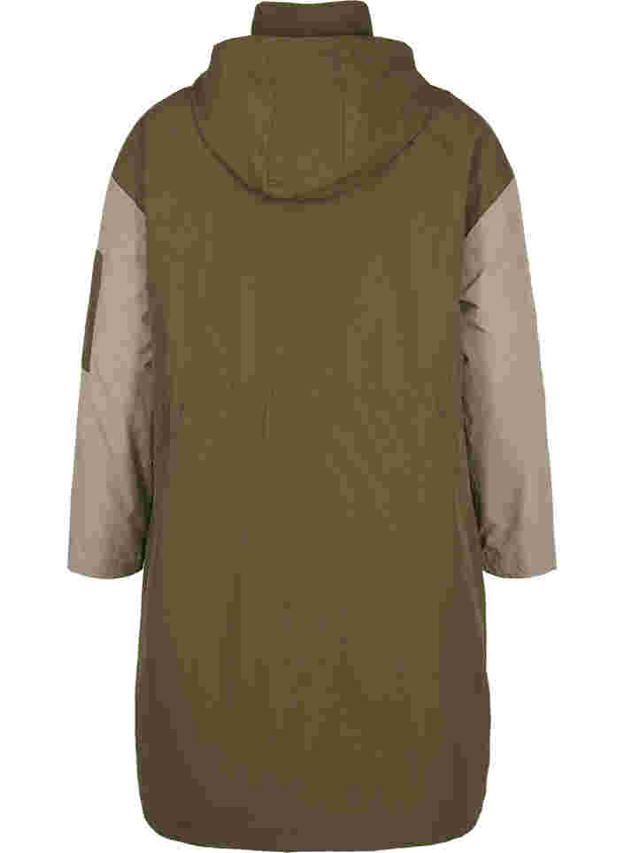 Kontrastfarvet jakke med lommer, Dark Olive Comb., Packshot image number 1