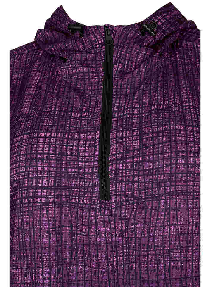 Sports anorak med lynlås og lommer, Square Purple Print, Packshot image number 2