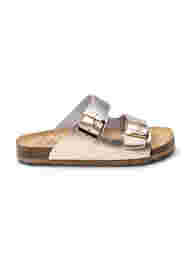 Læder sandal med bred pasform , Gold