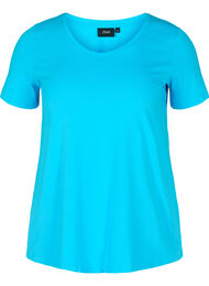 Basis t-shirt med v-hals, River Blue