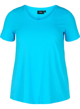Basis t-shirt med v-hals, River Blue, Packshot image number 0