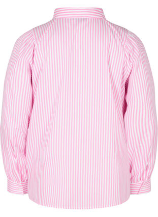 Stribet skjorte i bomuld, White/ Pink Stripe, Packshot image number 1