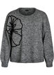 Strikbluse med blomsterapplikation, Gr&aring;, Packshot image number 0