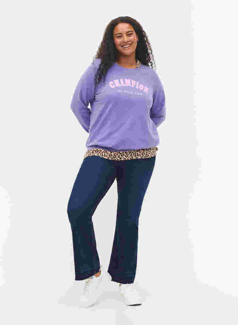 Bomulds sweatshirt med tekst tryk , Veronica, Model image number 1
