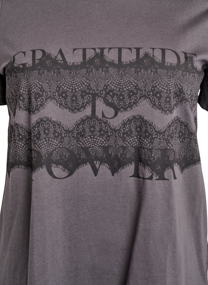 Bomulds t-shirt med frontmotiv, Grå, Packshot image number 2