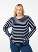 Langærmet bluse med striber, Evening Blue Stripe, Model image number 0