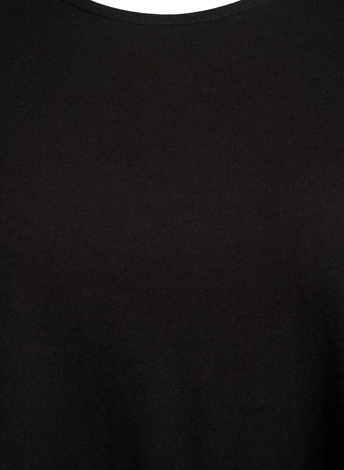 Langærmet kjole med rund hals, Black, Packshot image number 2