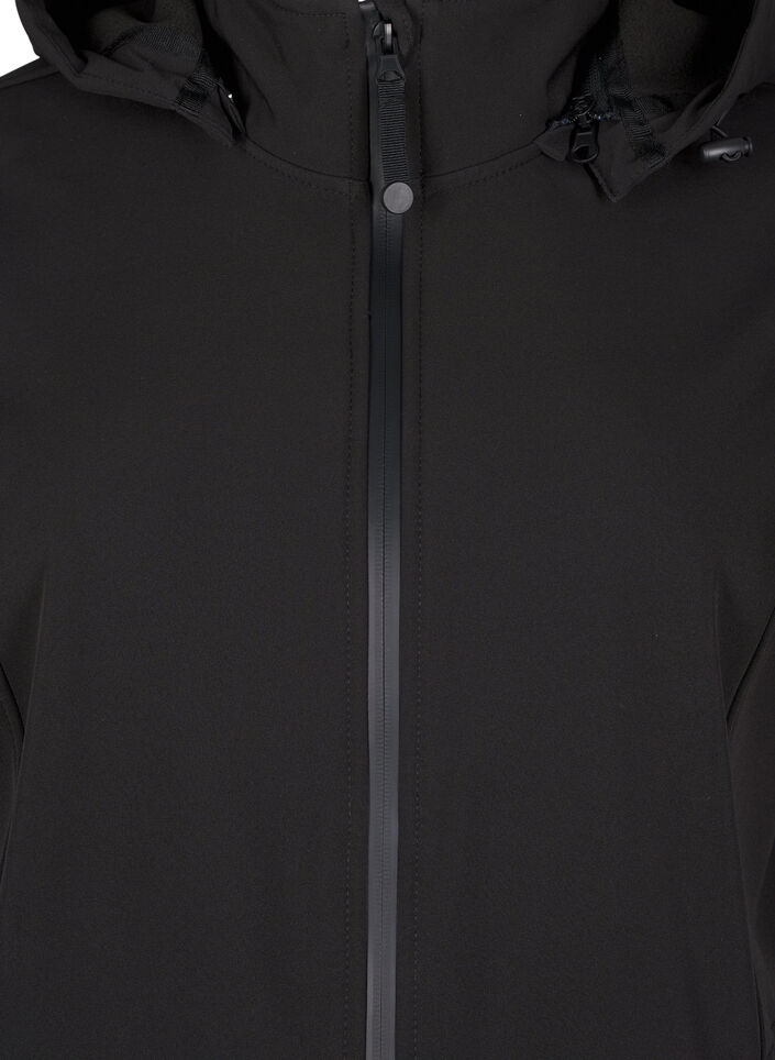 Softshell jakke med aftagelig h&aelig;tte, Sort, Packshot image number 2