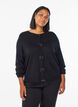 Cardigan med perlebroderede sl&oslash;jfer og trykknapper, Sort, Model image number 0