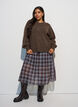 Strikbluse med knapdetalje, Brun, Model image number 1