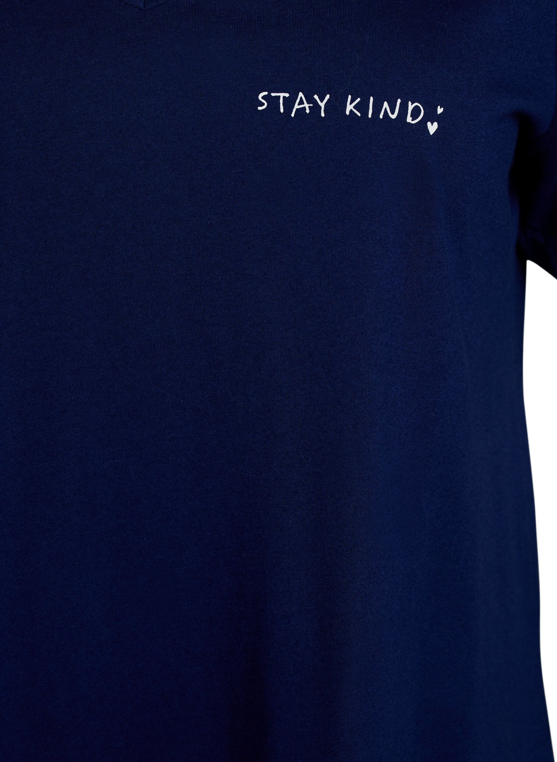 Zizzi Natkjole i &oslash;kologisk bomuld med v-hals , Bl&aring;, Packshot image number 2