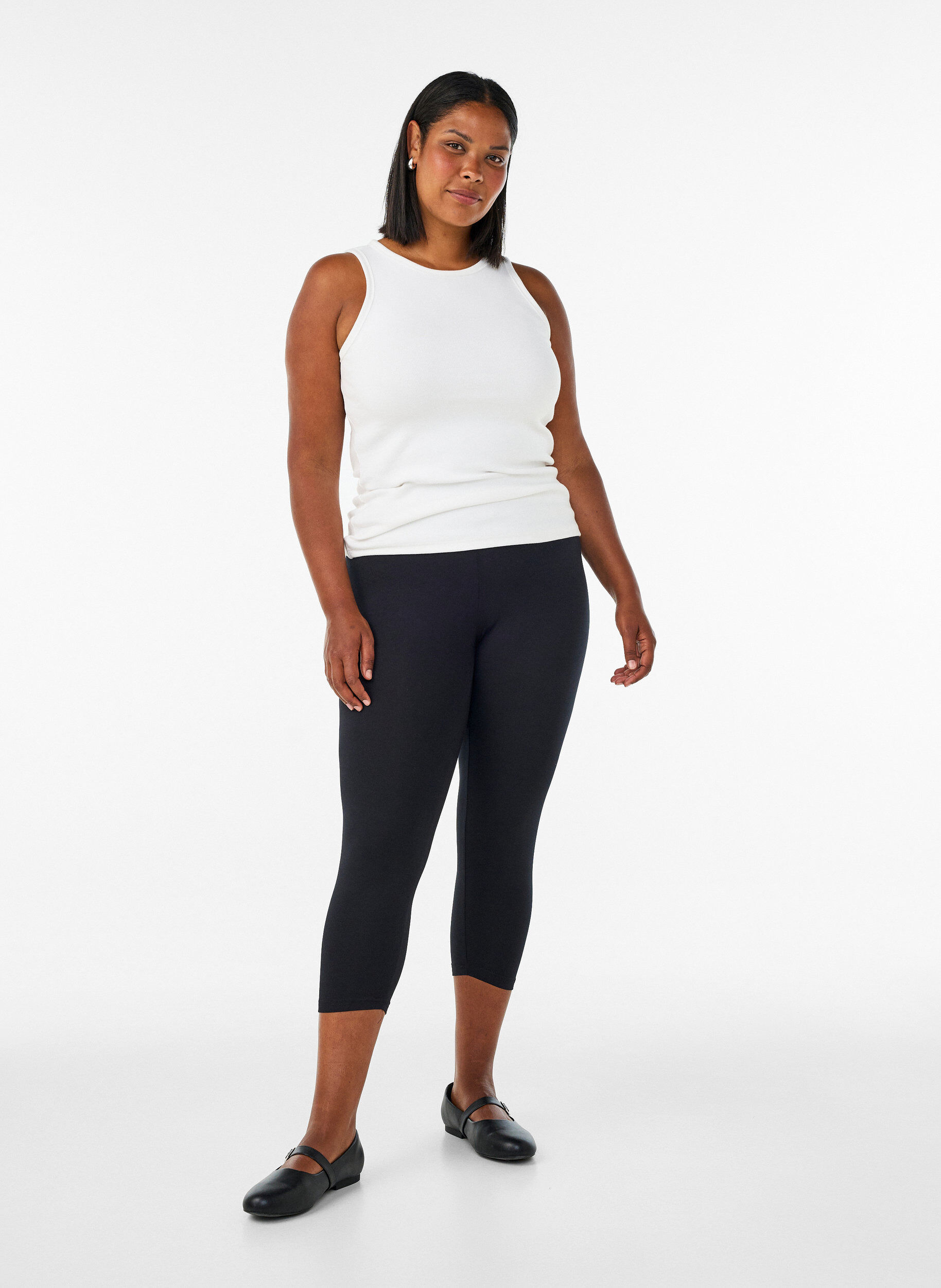 Basis 3/4 leggings i viskose, Sort, Model