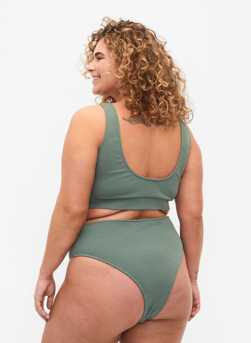 Bikini trusse med crepe struktur, Grøn, Model image number 1