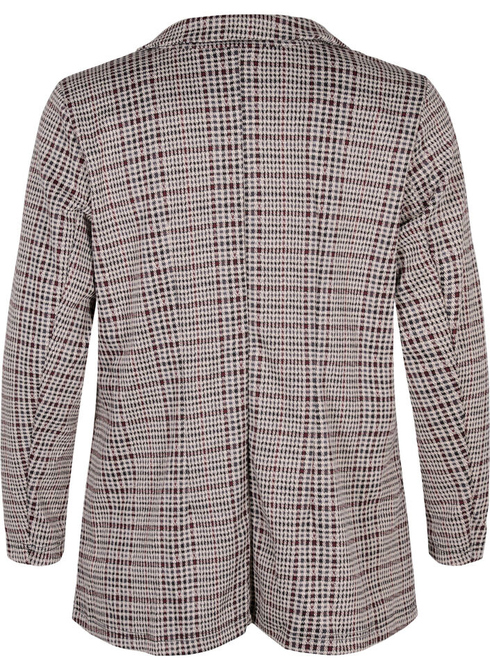 Ternet blazer med knaplukning, Brown Check, Packshot image number 1