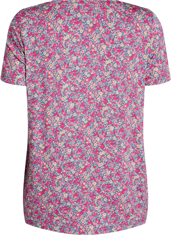 T-shirt med blomsterprint, Lyser&oslash;d, Packshot image number 1